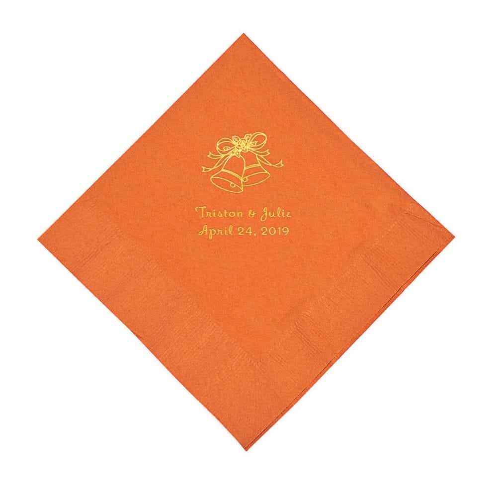 Pumpkin Spice Wedding Bells Personalized Napkins With Gold Foil