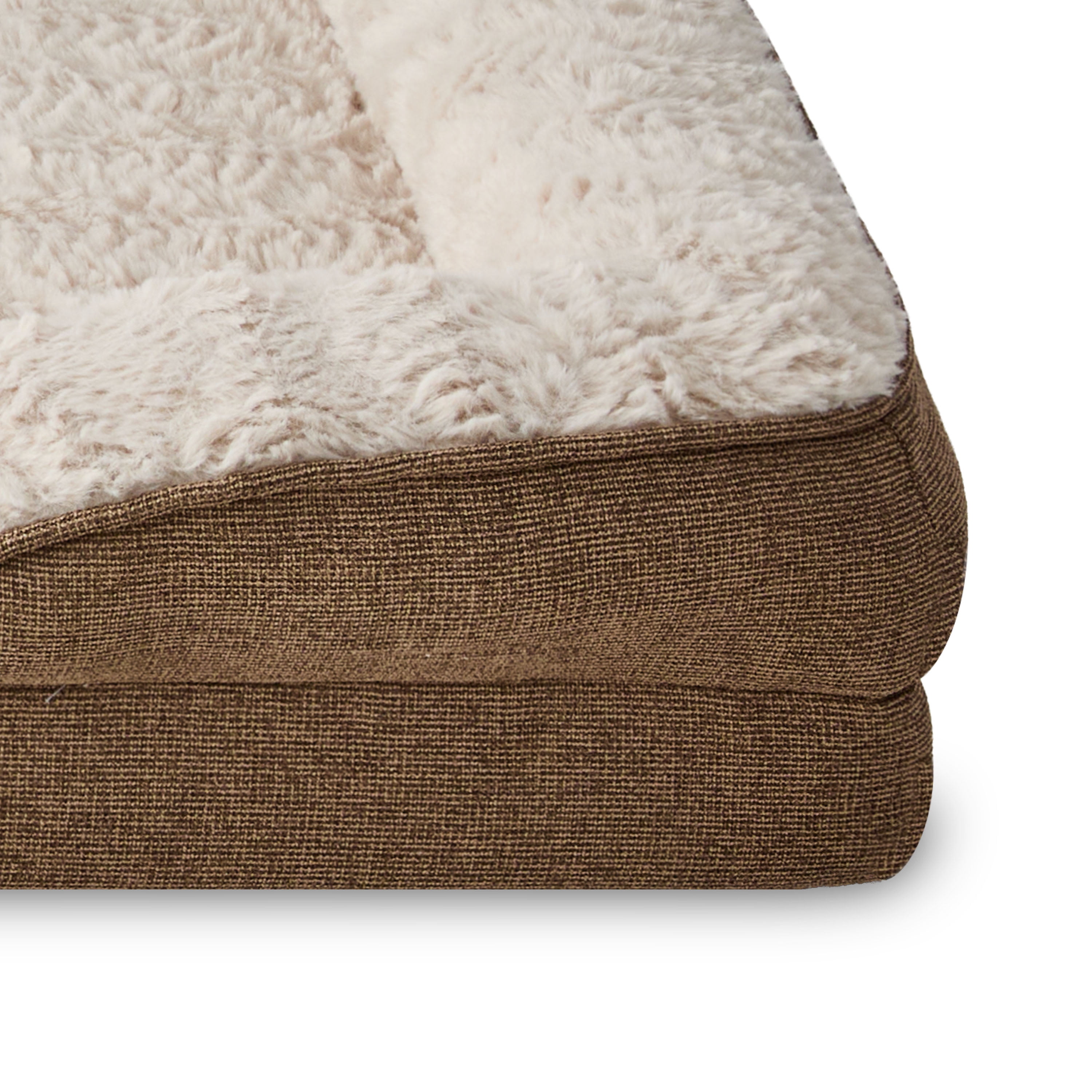 Vibrant Life Medium Orthopedic Bolster Dog Bed, Tan, 25" x 35"