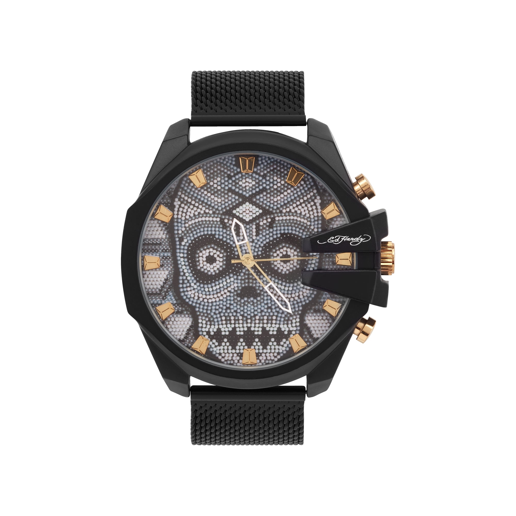 メンズウェア Black Watch Collared Snead Ed Hardy Men's Navy Silicone Strap Watch 53mm - Walmart.com