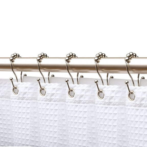 Utopia Alley  Double Roller Ball Stainless Steel Shower Curtain Hooks Rings, Set of 12 Brushed Nickel