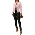 thumbnail image 3 of Women Argyle Cable Cardigan Light-Weight Cropped Coat Stand Collar Long Sleeve Metal Button Fall Jackets Pink S, 3 of 7