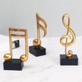 thumbnail image 1 of 3x Rustic Music Note Musical Sculpture Statue Tabletop Golden for Stand Vintage Bedroom Desktop Decoration, 1 of 7