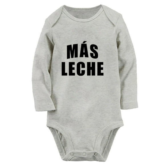 Más Leche Funny Rompers, Newborn Baby Unisex Bodysuits, Infant Jumpsuits, Toddler 0-12 Months Kids Long Sleeves Oufits (Gray, 0-6 Months)