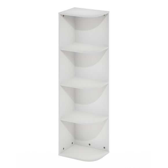 Librería Furinno Pasir con 4 niveles, esquina, estante abierto, color blanco