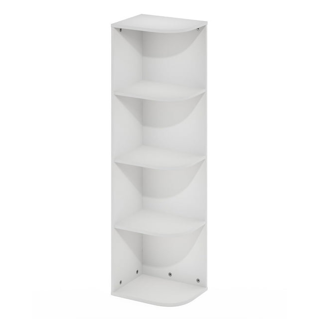 Librería Furinno Pasir con 4 niveles, esquina, estante abierto, color blanco