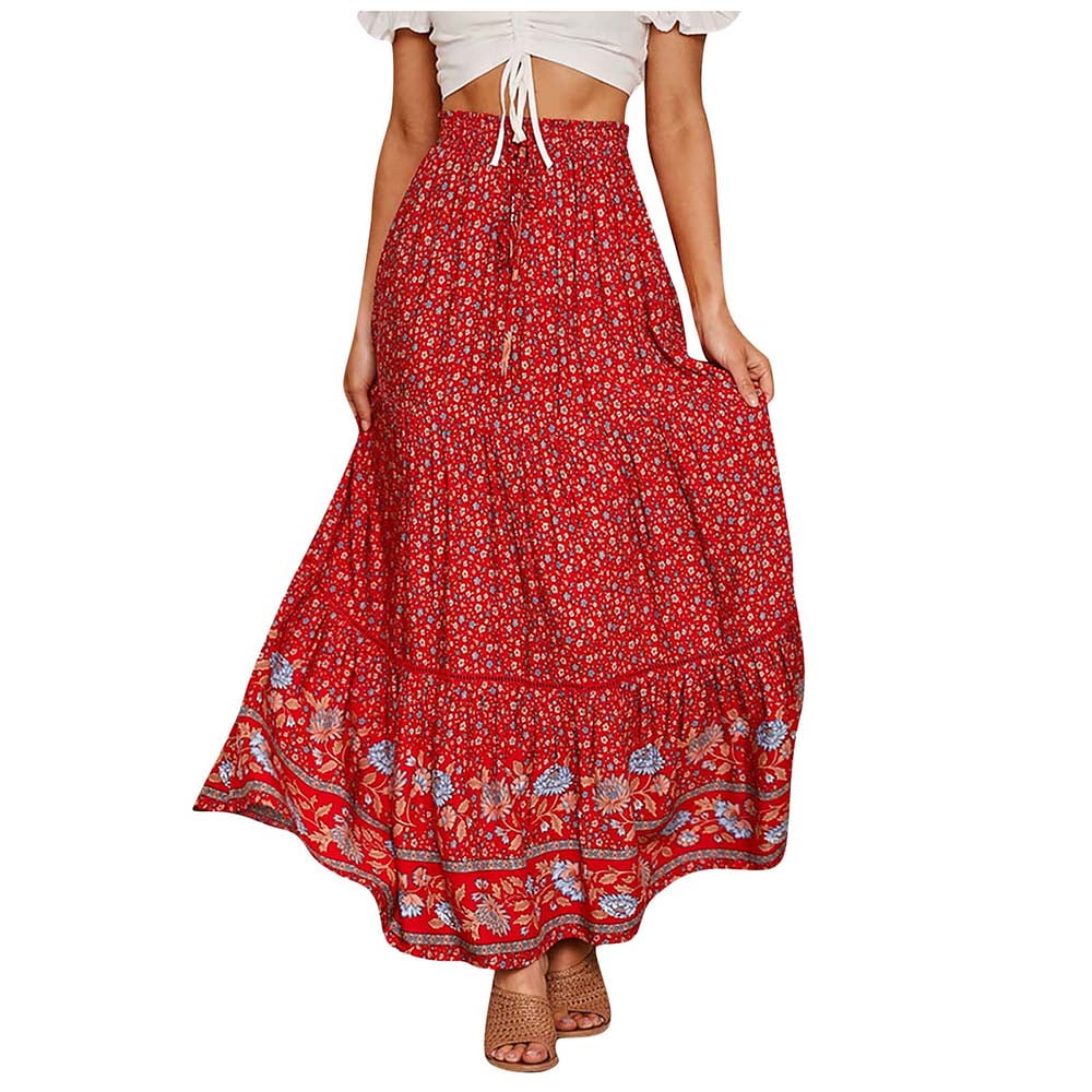 Details about   Womens Ladies Chiffon Floral Skirt High Elastic Waist Pleated A-Line Midi Casual