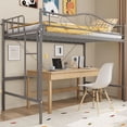 thumbnail image 1 of Ourlova Twin Size Metal Loft Bed with Ladder and Guardrail- Heavy Duty- 400 Lbs Capacity- No Box Spring Needed- Easy Assembly- Grey - Modern Loft Bed Design, 1 of 7