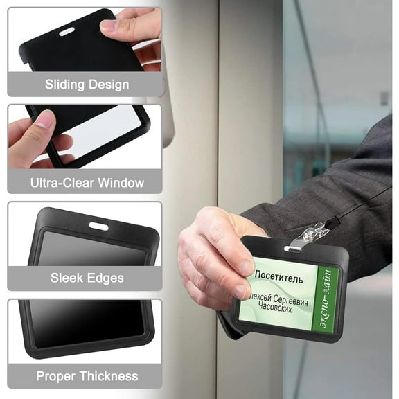 Pink Horizontal ID Badge Holder with Lanyard, Retractable Heavy Duty Oval Badge Reels,Detachable Keychain, for Nurse Officer Teacher Security Staff Women Men