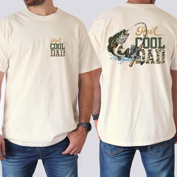 Reel Cool Dad Bass Fishing Funny Graphic Casual T-Shirt for Men