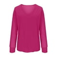 thumbnail image 5 of Qulqfy Long Sleeve Pink Tops for Women Sparkly Mesh Going Out Blouses Party V-Neck Lightweight Shirts for Women, 5 of 6