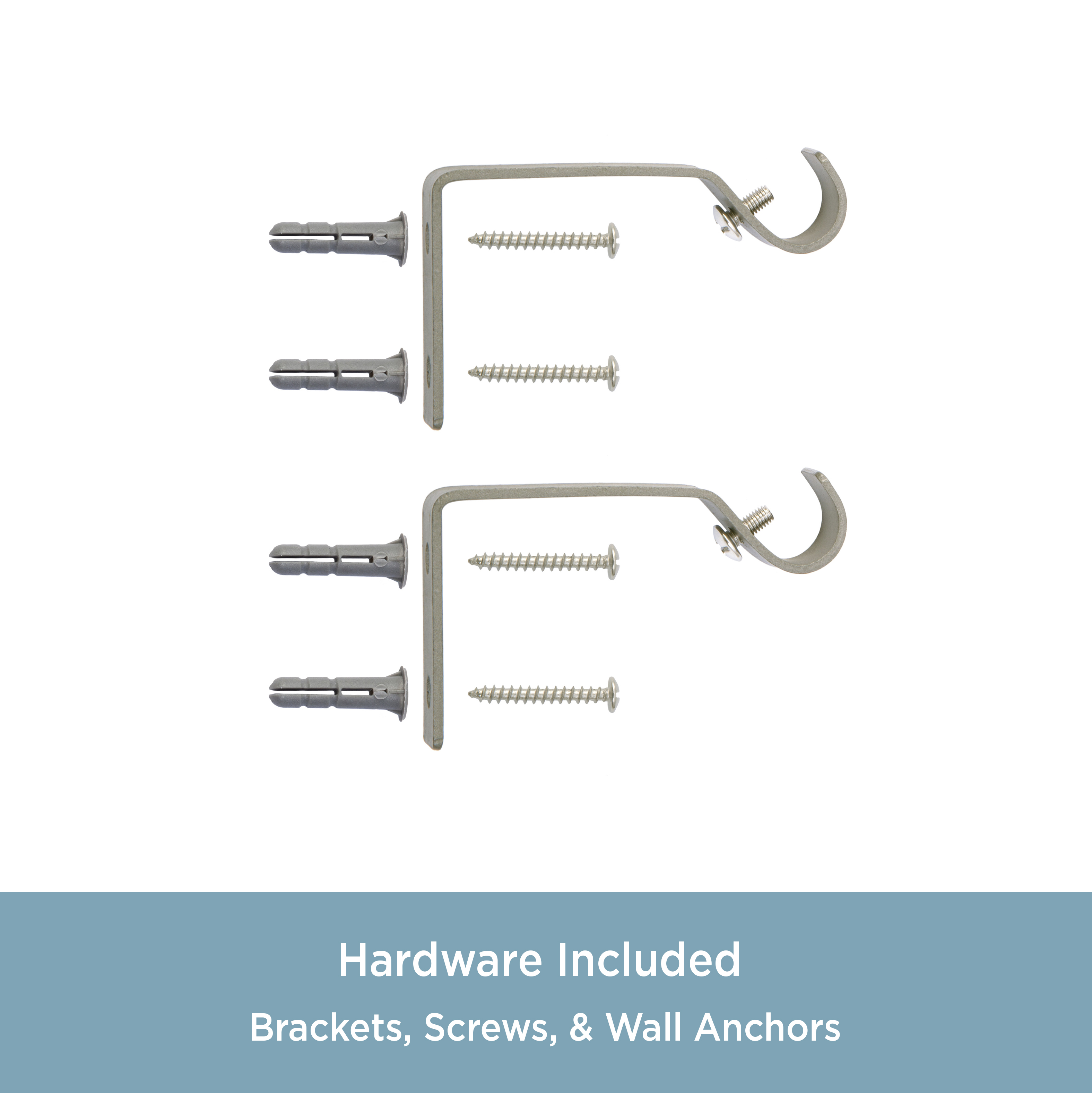 Kenney Caris Adjustable Petite Café Curtain Rod 28-48" with Decorative Urn Finials, Pewter Gray, 1/2" Diameter