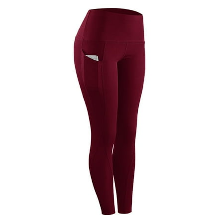 CYBER MONDAY DEALS!High Elastic Leggings Pant Women Solid Stretch Compression Sportswear Casual Yoga Running Leggings Pants With Pocket Women's High Waist Yoga Pants with Pockets Tummy Control Workout