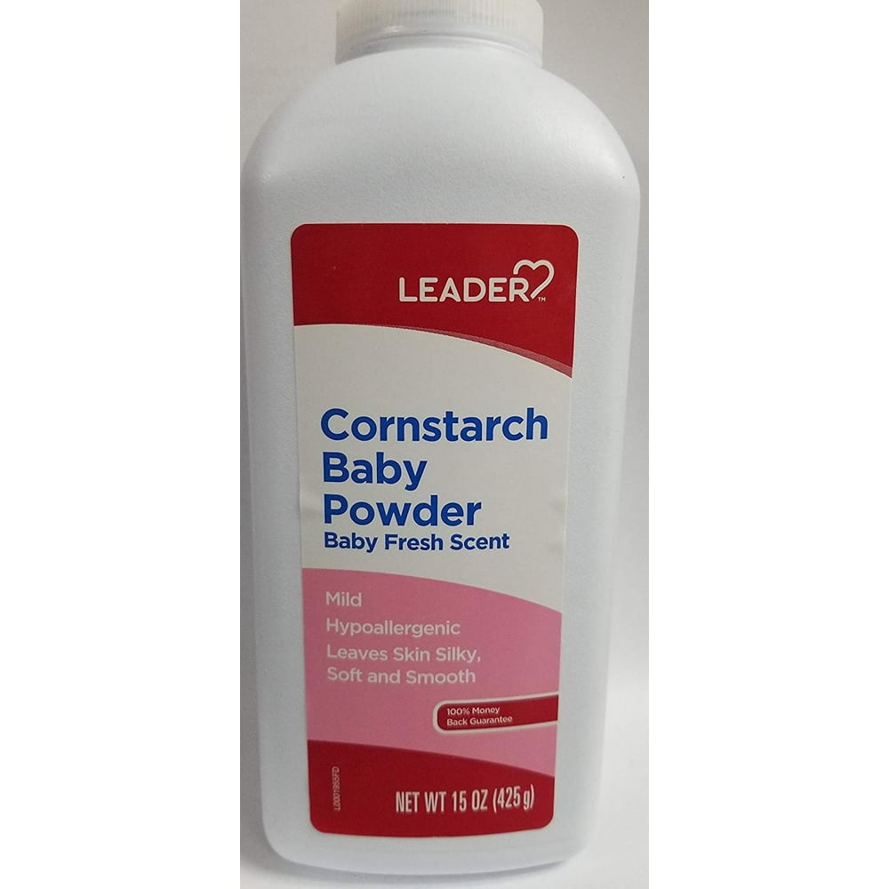 Leader Cornstarch Baby Powder, Baby Fresh, 15oz Each