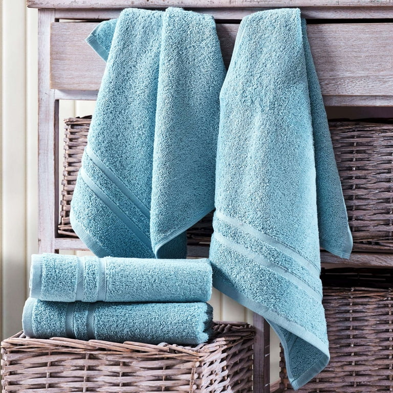 Hawmam Linen Light Blue Hand Towels Quick Dry Towels Bathroom Towels 16 x 29 Soft Luxury 100 Turkish Cotton Set of 4 Highly Absorbent Low