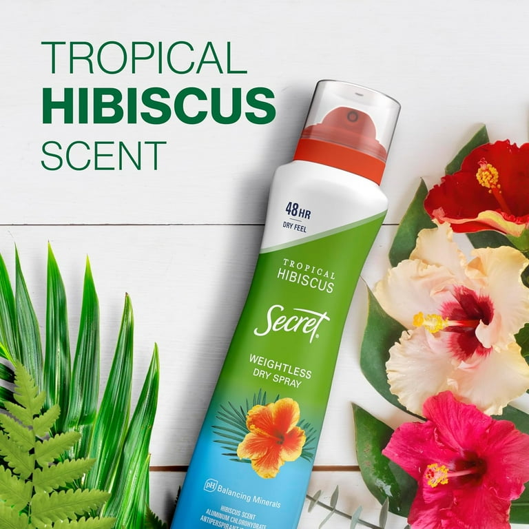 Secret Deodorant Dry Spray Tropical Hibiscus 4.1oz (Pack of 3