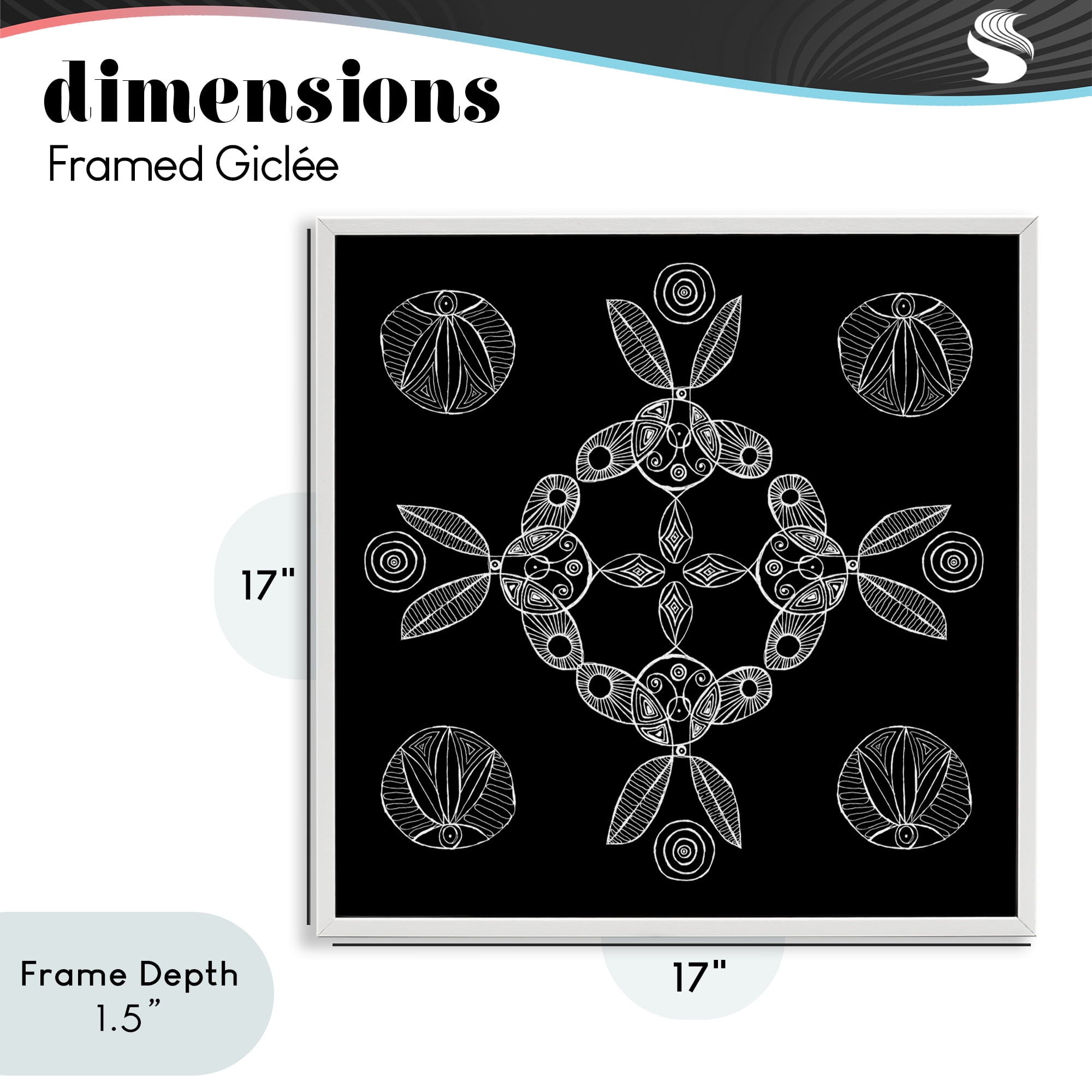 Stupell Industries Circular Symmetry Elementals White Framed Giclee Art, design by El Perkin