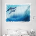thumbnail image 1 of Dolphin Tapestry, Underwater Scene with Two Ocean Mammals in Watercolor Style Swimming Image, Wall Hanging for Bedroom Living Room Dorm Decor, 80W X 60L Inches, Dark Blue Pale Blue, by Ambesonne, 1 of 2