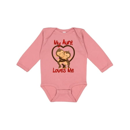 

Inktastic My Aunt Loves Me Monkey Gift Baby Boy or Baby Girl Long Sleeve Bodysuit