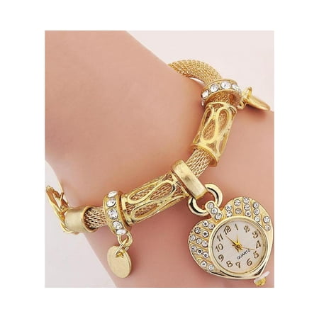 - Novadab Women's Enter My Heart Silver Charm Bracelet Watch