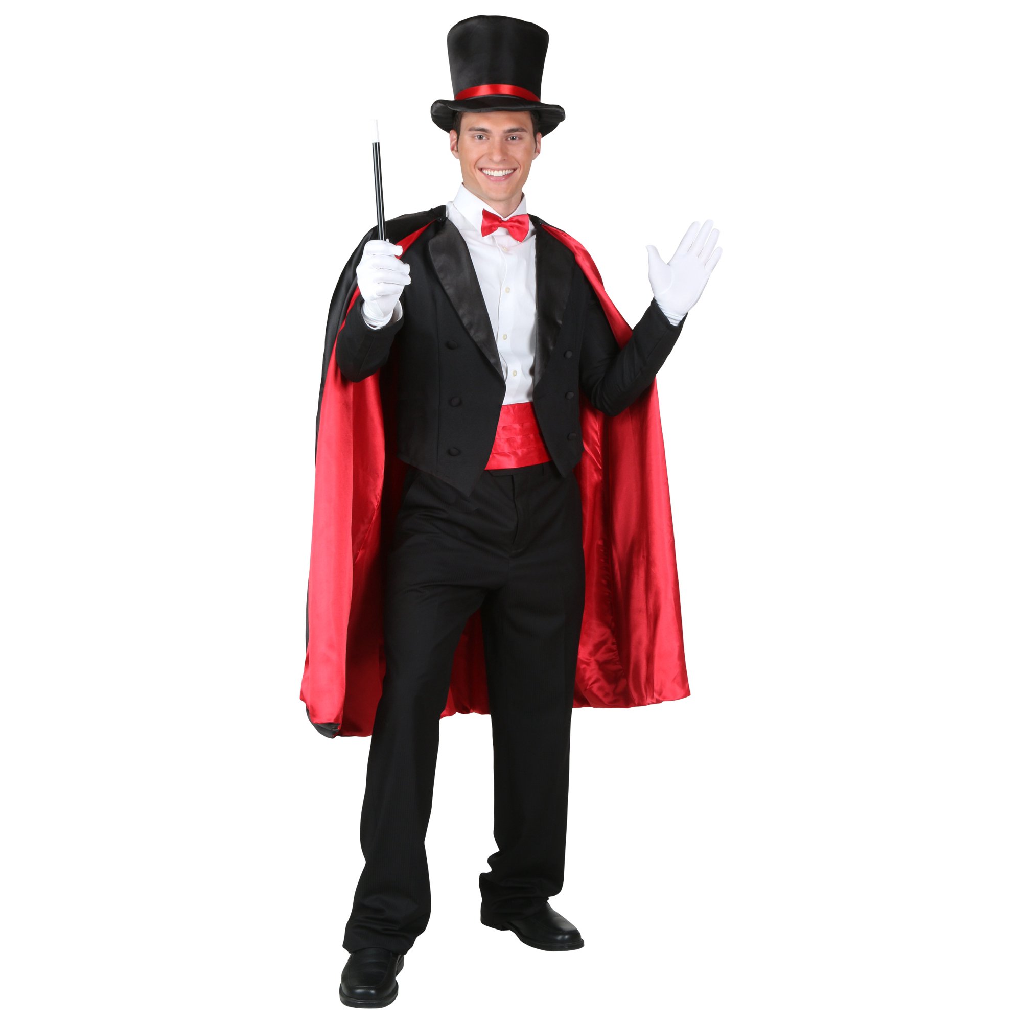Disfraz De Mago Para Adulto 4 Piezas – Sombrero Alto, Varita, Guantes Y Pajarita – Ideal Para Halloween Y Cosplay