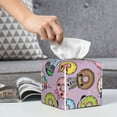 thumbnail image 6 of Lsque Cute Donuts Printed Tissue Box Cover Holder, Facial Paper Organizer Dispenser,Square with Bottom Belt, PVC Leather Decorative Organizer, 6 of 8