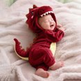 thumbnail image 2 of CUZIBR Baby Dinosaur Onesie Boy Girl Hooded Fuzzy Romper Zip Up Long Sleeve Cozy Jumpsuit,Red,1-3 Months, 2 of 8
