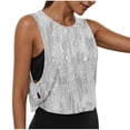 thumbnail image 3 of lcziwo Tank Tops for Women Print Wide Strap Lightweight Camisole Summer Casual Athletic Open Side Crop Undershirt Gray XXL, 3 of 9