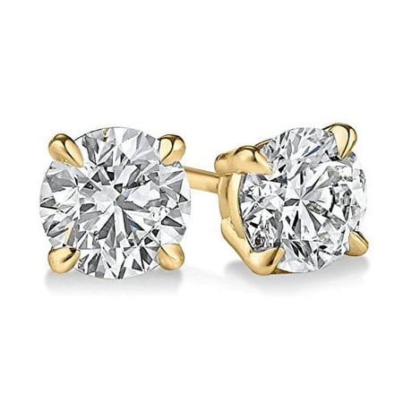 (0.09 carat) 14K Yellow Gold Round Diamond Stud Earrings in I2 Clarity