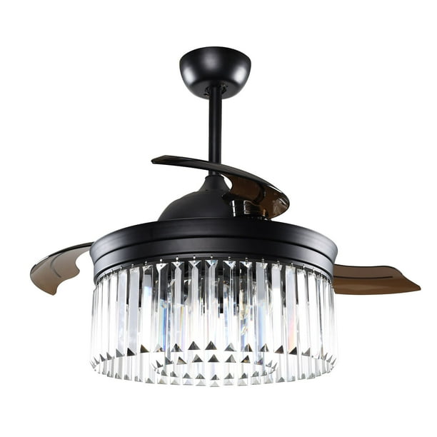 42 Modern Crystal Ceiling Fan With Lights Remote And Retractable 3 Blades Chandelier 6 Bulbs Excluded Black F4710 Com - Ceiling Fan Light Combo With Retractable Blades 42 Modern Crystal Ceiling Fan With Lights Remote And Retractable 3 Blades Chandelier 6 Bulbs Excluded Black F4710 Com - Ceiling Fan Light Combo With Retractable Blades