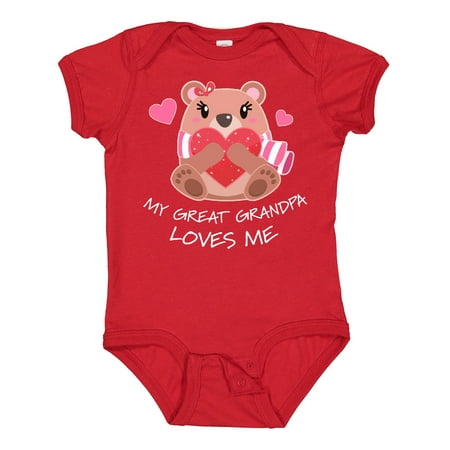 

Inktastic My Great Grandpa Loves Me- Bear and Hearts Gift Baby Boy or Baby Girl Bodysuit