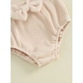 thumbnail image 4 of Bslissey Baby Girls Casual Shorts Sets Ribbed Short Sleeve Letter Print Romper + Elastic Waist Shorts + Headband 3M 6M 12M 18M Newborn Infant Cute Summer 3Pcs Outfits, 4 of 9