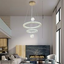 Miumaeov Modern LED Chandelier Dimmable 3 Color Crystal Ceiling Pendant Light Adjustable