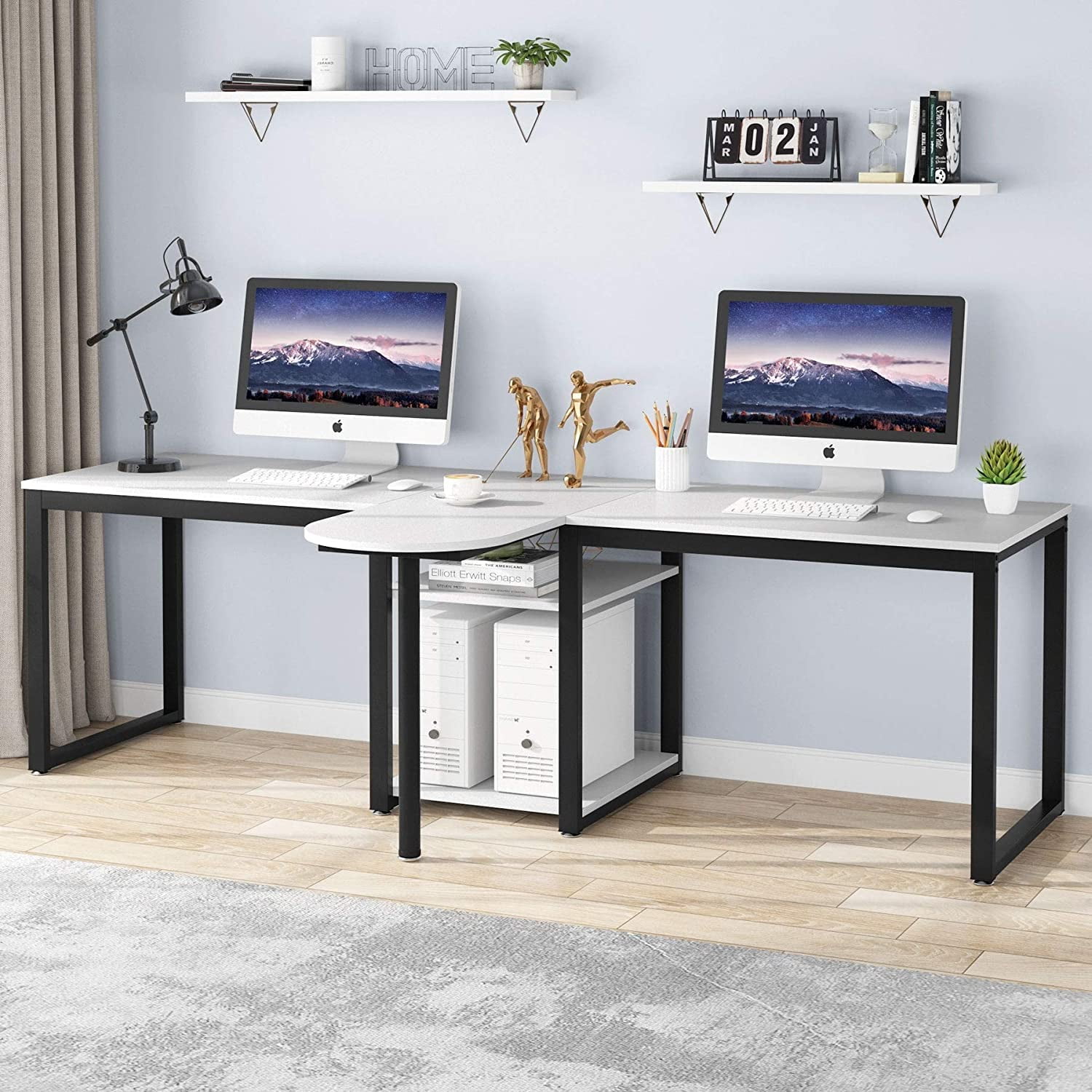 Tribesigns 94.48" Rustic Two Person Desk Double Computer Desk~ Home Office US