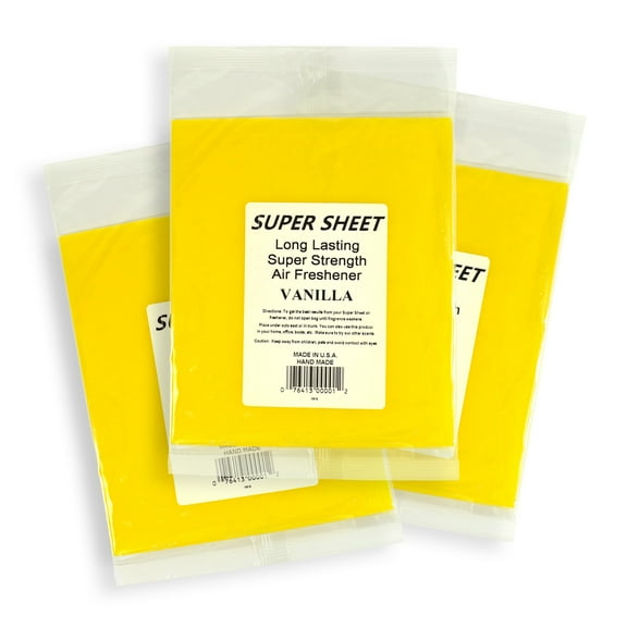 Jenray Super Sheet Large (8"x7") Under Seat Car Air Freshener, 3-Pack (Vanilla)