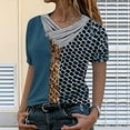 thumbnail image 2 of Pompotops Hauts Décontractés pour Femmes, Col en V Croisé, Boutons, Manches Courtes, Pulls, Blouse, 2 of 4