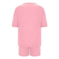 thumbnail image 6 of qolati Pajamas Sets for Women 2 Piece Basic Crewneck Pjs Short Sleeve T-Shirts and Shorts Sleepwear Set Summer Soft Pajama Casual Lounge Sets, 6 of 8