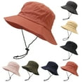 thumbnail image 4 of Xfvqtps Womens Sun Hat Wide Brim Adjustable Drawstring Foldable Sunscreen Sunshade Solid Color Waterproof Breathable Beach Outdoor Summer Fisherman Hat Black, 4 of 4