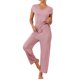 thumbnail image 2 of Conjunto de pijama casual de modal de manga corta para mujer INSPIRE CHIC de 2 piezas, pantalones largos, sudadera, XS, rosa, 2 of 6