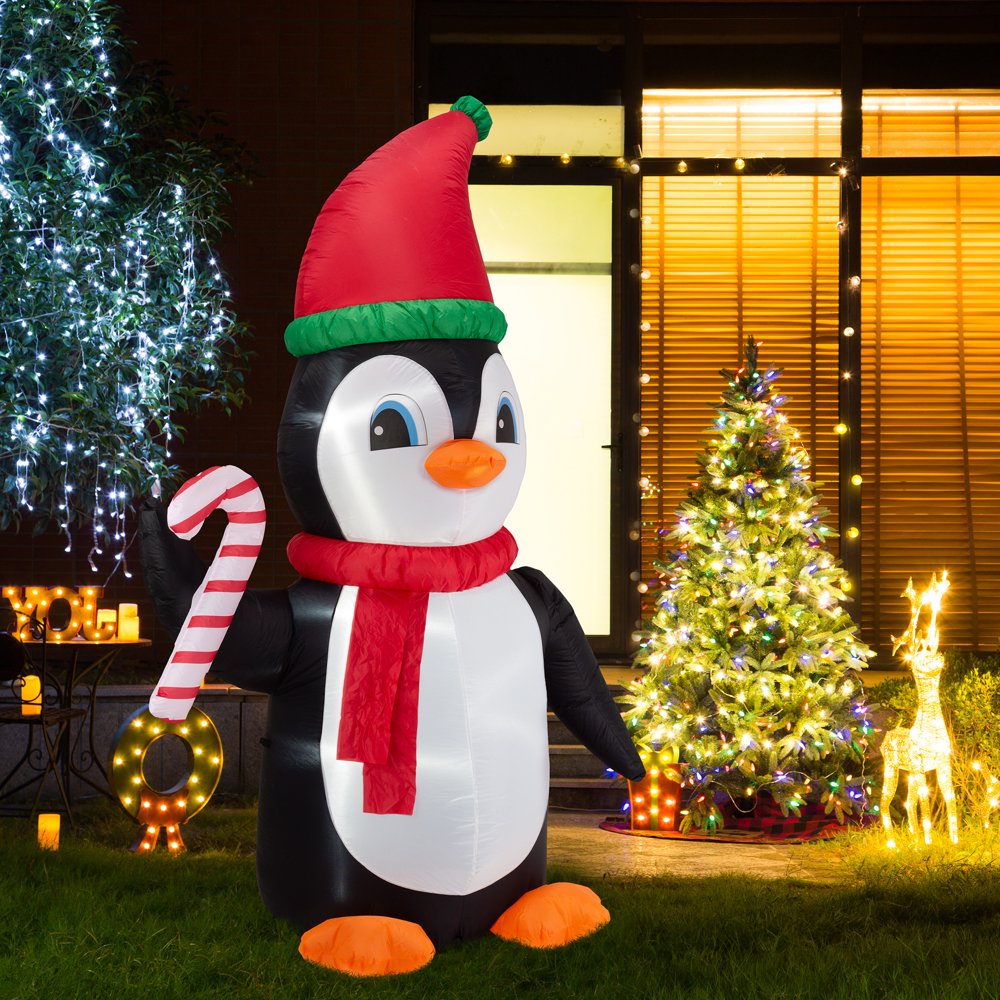 Glitzhome 8FT Lighted Inflatable Penguin Decor
