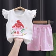 thumbnail image 2 of Baby Girl Clothes Infant Summer Outfits Set Ruffle Sleeve Vest Tops Shirts Floral Shorts Pants 2PCS Clothing Sets Red 4-5 Years, 2 of 4