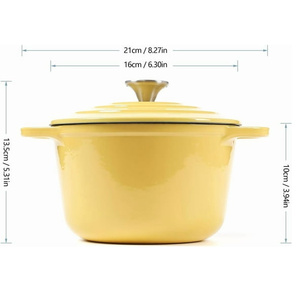 Enameled Cast Iron Mini Dutch Oven 1.5-Quart Yellow