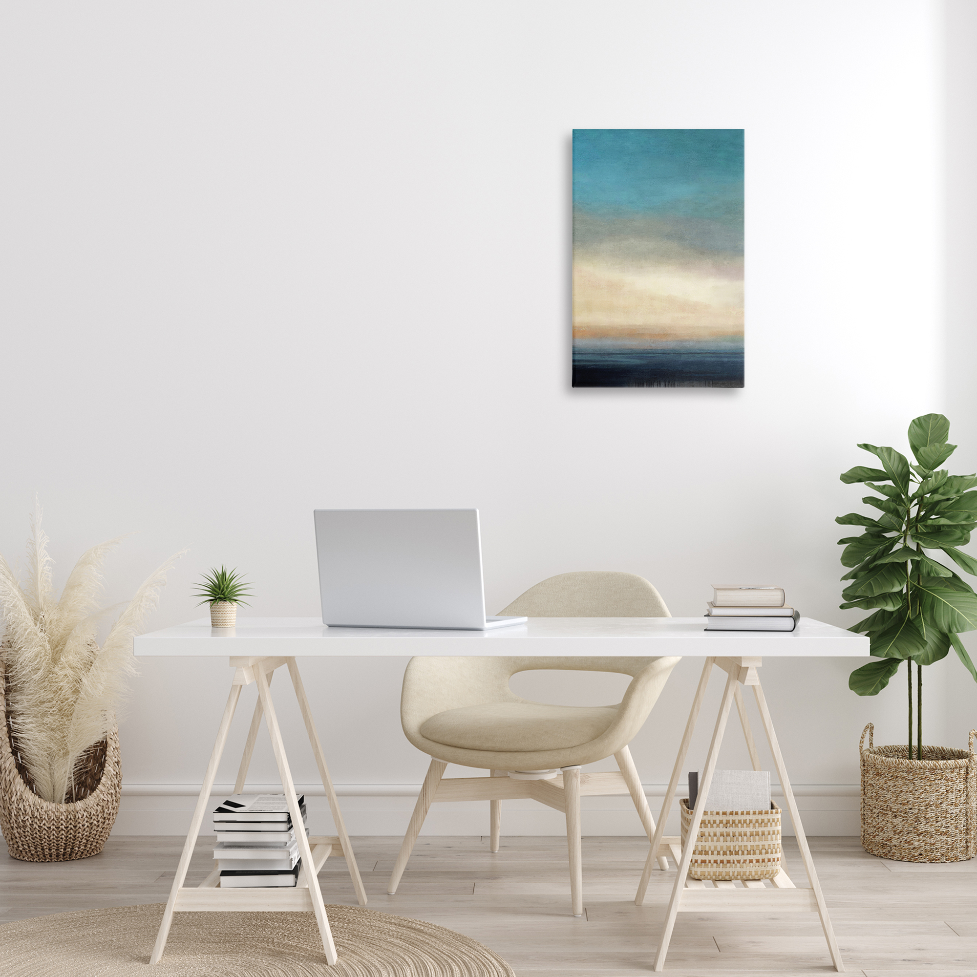 Stupell Industries Deep Blue Ocean Abstract Coastal Painting Gallery Wrapped Canvas Art Print Wall Art, 16 x 24