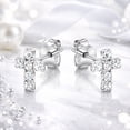 thumbnail image 6 of Cute Petite Cross Clear White CZ .925 Silver Mini Stud Earrings, 6 of 7