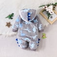 thumbnail image 3 of LAPAKIDS Infant Baby Boy Dinosaur Clothes 3-6 Months Fall Winter Warm Outfit Fleece Hooded Jumpsuit Long Sleeve Romper, 3 of 7