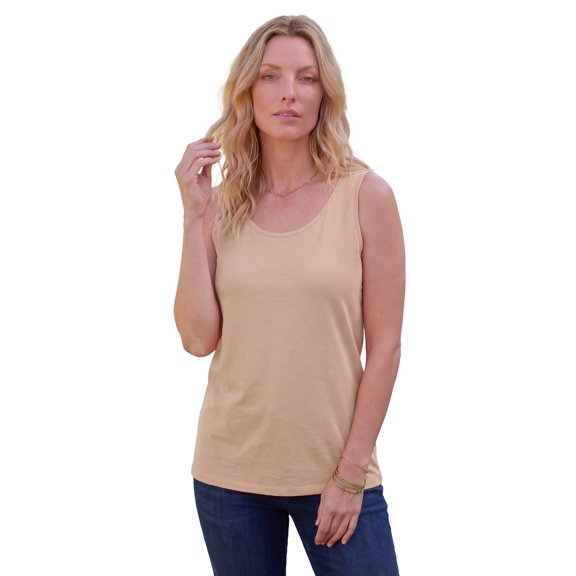 Roaman's Women's Plus Size Cotton Scoopneck Tank Top