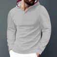 thumbnail image 3 of yillto Men Sweatshirts Textured Hoodie V Neck Pullover Long Sleeve Solid Color Causal Loose Sweatshirt, 3 of 7