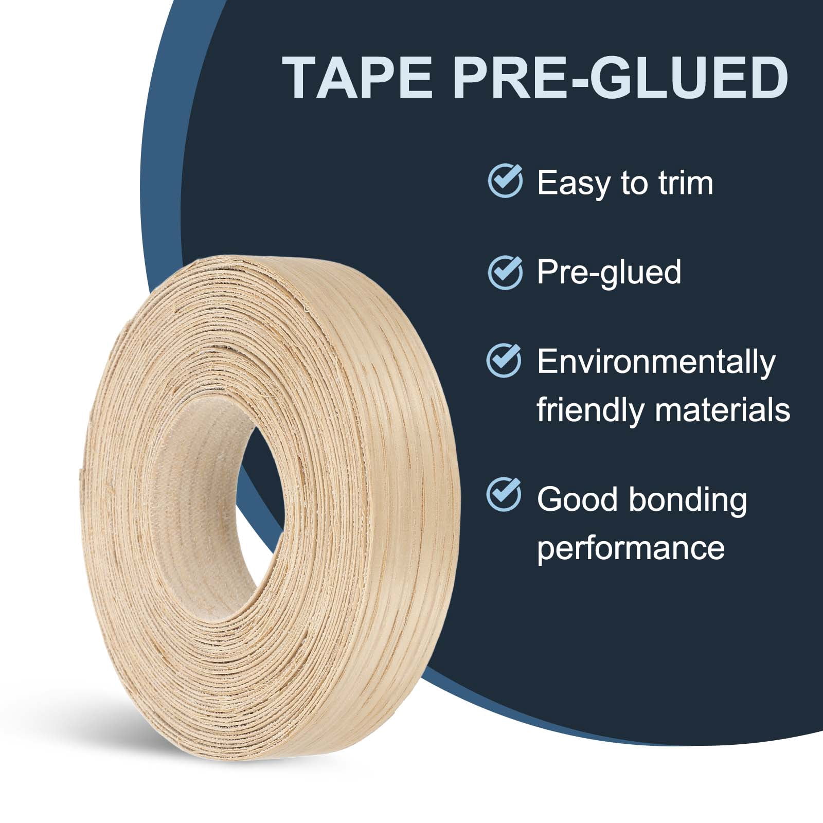Uxcell Edge Banding, Wood Veneer Tape Pre-glued Flexible Plywood Edge Banding with Hot Melt Adhesive for Furniture White Oak 7/8 Inch x 25 ft