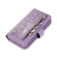 thumbnail image 7 of Allytech iPhone 12 Pro Max Case with Zipper Wallet, Bling Glitter Multiple Credit Cards Slots Wallet Case Cover with Zipper Detachable Strap Case for Apple iPhone 12 Pro Max, Purple, 7 of 7