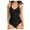 Black, variant on GEWSEY Women's One Piece Swimsuits Tummy Control Bathing Suits Ruched Halter Push Up V Neck Swimwear Black, M
