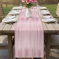 thumbnail image 4 of Pink Table Runner - 108 Inch Long Modern Abstract Art Ombre Striped Cotton and Linen Blended Dress Scarves Farmhouse Table Runner for Kitchen Dining, Coffee Table, 13" x 108", 4 of 8
